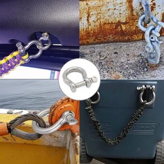 8Pcs Screw Pin Anchor Shackle, Stainless Steel M5 Bow Shackle, 3/16 Inch D Ring