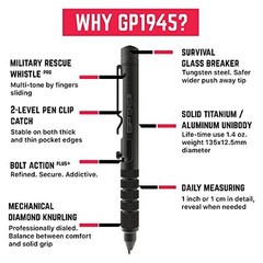 – GP 1945 Bolt Action Pen PRO, EDC Pen Multitool with Aluminum – Jetblack