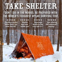 Survival Tent Ultralight Emergency Shelter Space Blanket Mylar Waterproof Com…