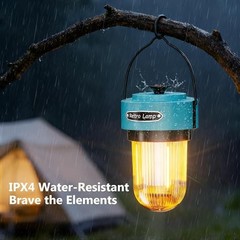 Rechargeable Camping Lantern, USB-C Dimmable Warm Light, IPX4 Turquoise Blue