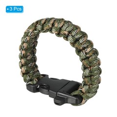Survival Paracord Bracelets, 3 Pack Braided Bracelet, Army Green Camouflage