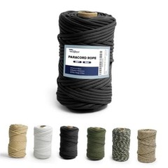 Paracord 550lb, Nylon Rope 200FT, Tactical Parachute Cord, Type III 200ft Black