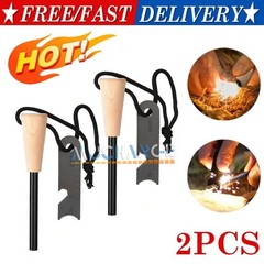 2X Fire Starter Flint Steel Striker Survival Ferro Rod Camping Outdoor Tool kit