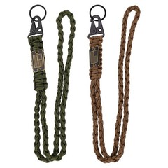 2Pcs Paracord Lanyard, Strong Lanyard with USA Flag, Green, Brown