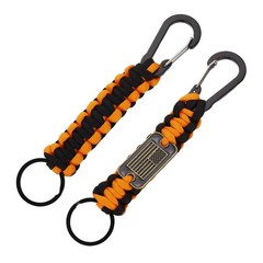 2Pcs Paracord Keychains, Paracord Keychain with USA Flag, Orange and Black
