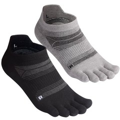 HABITER Merino Wool Toe Socks for Men & Women–50% Large, Black&grey