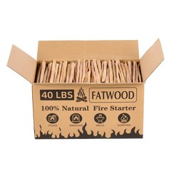 40Lb Fatwood Fire Starter Sticks,Natural Kindling Wood,Pine Firewood Firestarter