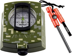 Military Compass and Fire Starter AF-4580/381 Lensatic Sighting, Survival Kit,Wa