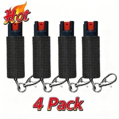 4 Pack Bling It On Key Ring Self Defense Pepper Spray Black Jeweled Cary Case