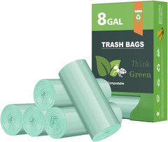 Biodegradable 8 Gallon Trash Bags, Garbage Bags 8 gallon, Compostable Medium Tr