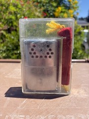 Jon-e Reusable Catalytic Hand Warmer Silver Metal w/ Red Pouch Instructions