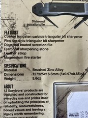 NEW 12 Survivors Sharp & Spark 6-In-1 Knife Sharpener & Fire Starter Tool SP $25