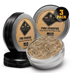 Natural Wood Fiber Tinder Fire Starter Kit, Water-Resistant, 3 Count