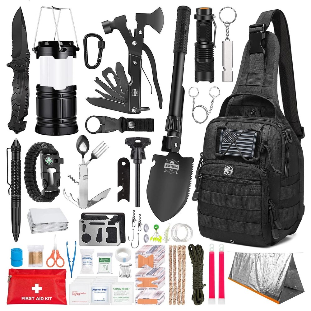Survival Kit, 265 Pcs, First Aid Kit, Bug Out Bag, Hiking Gear Essentials, Em…