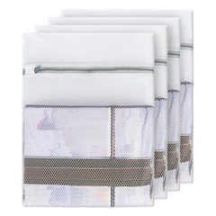 HPOPO 4PCS Large Mesh Laundry Bags for Delicates – 12×16 inches, white