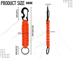2 Pieces Carabiner Keychain Hook Paracord Keychain with Carabiner Heavy Duty Key