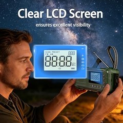 Army Green NOAA Emergency Weather Radio – Hand Crank – AM/FM – Solar Power