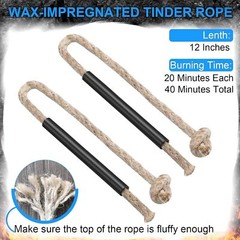 Including a 5″ Ferro Rod and Two 12″ Nature Dry Tinder Wax Impregnated Hemp Rope