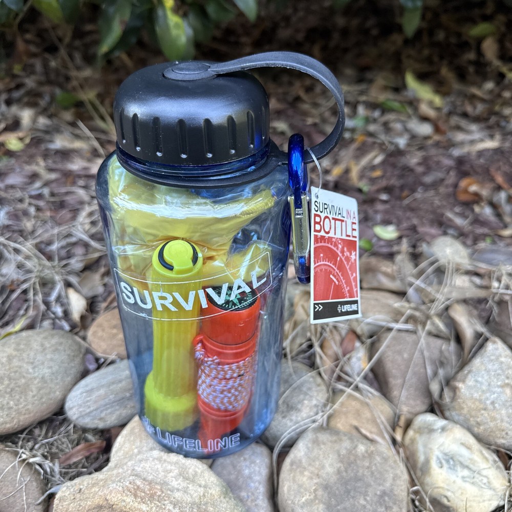 Lifeline Survival In A Bottle 9 Pieces 32oz Camping Hiking Backpacking Blue