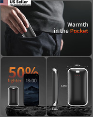 Lerat Hand Warmers 0.59″ Ultra-Slim (Pack of 2), 2 Pack Black White