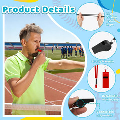 100PCS Plastic Whistle for Coach with Lanyard Loud Crisp Sound Sports Referee Wh