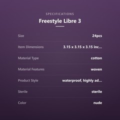 Freestyle Libre 3/Libre 3 Plus Sensor Covers, Non-Adhesive Center, Acrylic Pr.,,