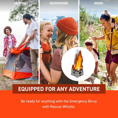 Survive Outdoors Longer 90% Emergency Bivvy – Comes with Survival Whistle & Tind