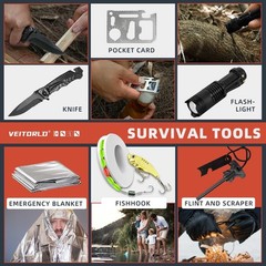 Survival Gear & Equipment 221 in 1,Essential Emergency Kit,Compact To Carry-SALE