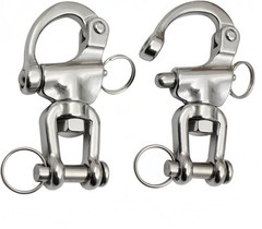 Pair of 3-1/2″ Jaw Swivel Snap Shackle 316 Stainless Steel Metal Clasps，Quick…