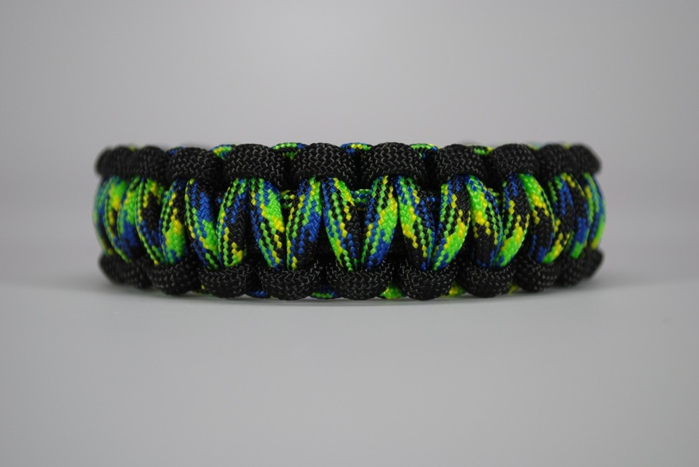 550 Paracord Survival Bracelet Cobra Black/Aquatica «Made in the USA»