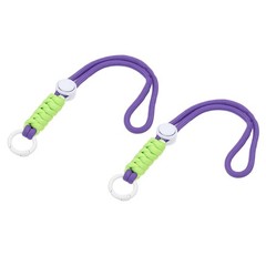 2Pcs Paracord Lanyard Keychain with Spring Ring, Purple