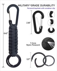 Paracord Keychain Carabiner With Strap, Tactical Paracord Carabiner Keychain,…