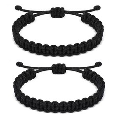 Pack of 2 Paracord Survival Bracelets for Men Braided Paracord Wristband Adju…