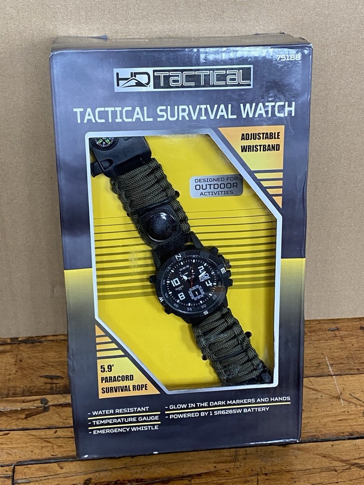 HD Tactical Survival Watch 5.9′ Paracord Rope Water Resistant Outdoor New