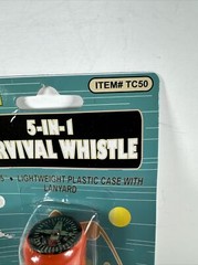 NEW OLD STOCK VINTAGE 5-IN-1 Orange Survival Whistle w Lanyard Model # TC-50