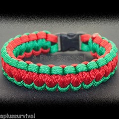 Kelly Green & Red – Paracord Rope Survival Bracelet – Made in the USA