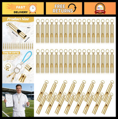 50 PCS Loud Brass Safety Whistles – Emergency Survival Whistles for Camping, Hik