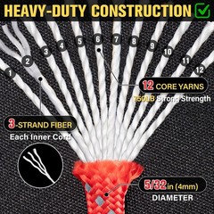 TRIBERION Reflective Paracord Rope 750 lb – 500ft 5/32″ Parachute Cord 4MM 12…