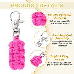 Paracord Zipper Pull, 80 mm Length for Backpacks – Cylinder (6 Pack, Pink)