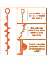 Safetect Ground Anchors Screw in 15 Inch, 6 Pack Spiral Trampoline orange