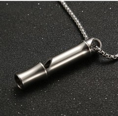 Titanium Emergency Whistle 120 High DB Outdoor EDC SOS Survival Necklace Safety