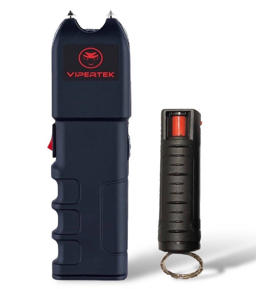 Genuine VIPERTEK Rechargeable Stun Gun 700 BV LED Light with Pepper Spray
