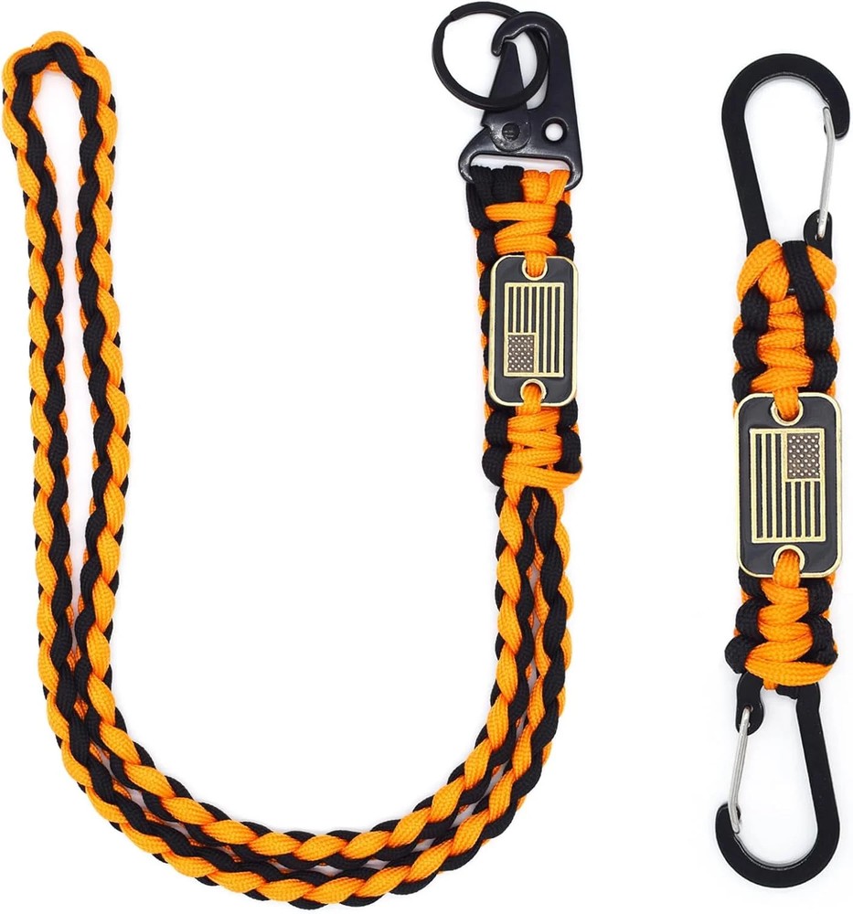 2 Pcs Heavy Duty Paracord Lanyard Necklace, 550 Braided Keychain Lanyard Strap w