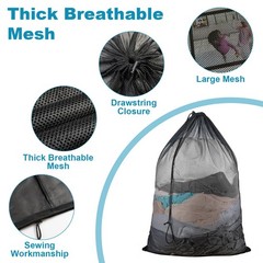 EyvirQic 3 Pack Large Mesh Laundry Bag, 24 x 36 Inch Wash Large, black