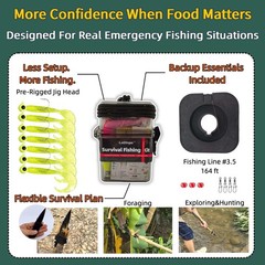LoDinpo Mini Survival Fishing Kit, Pocket Emergency Gear pocket, white