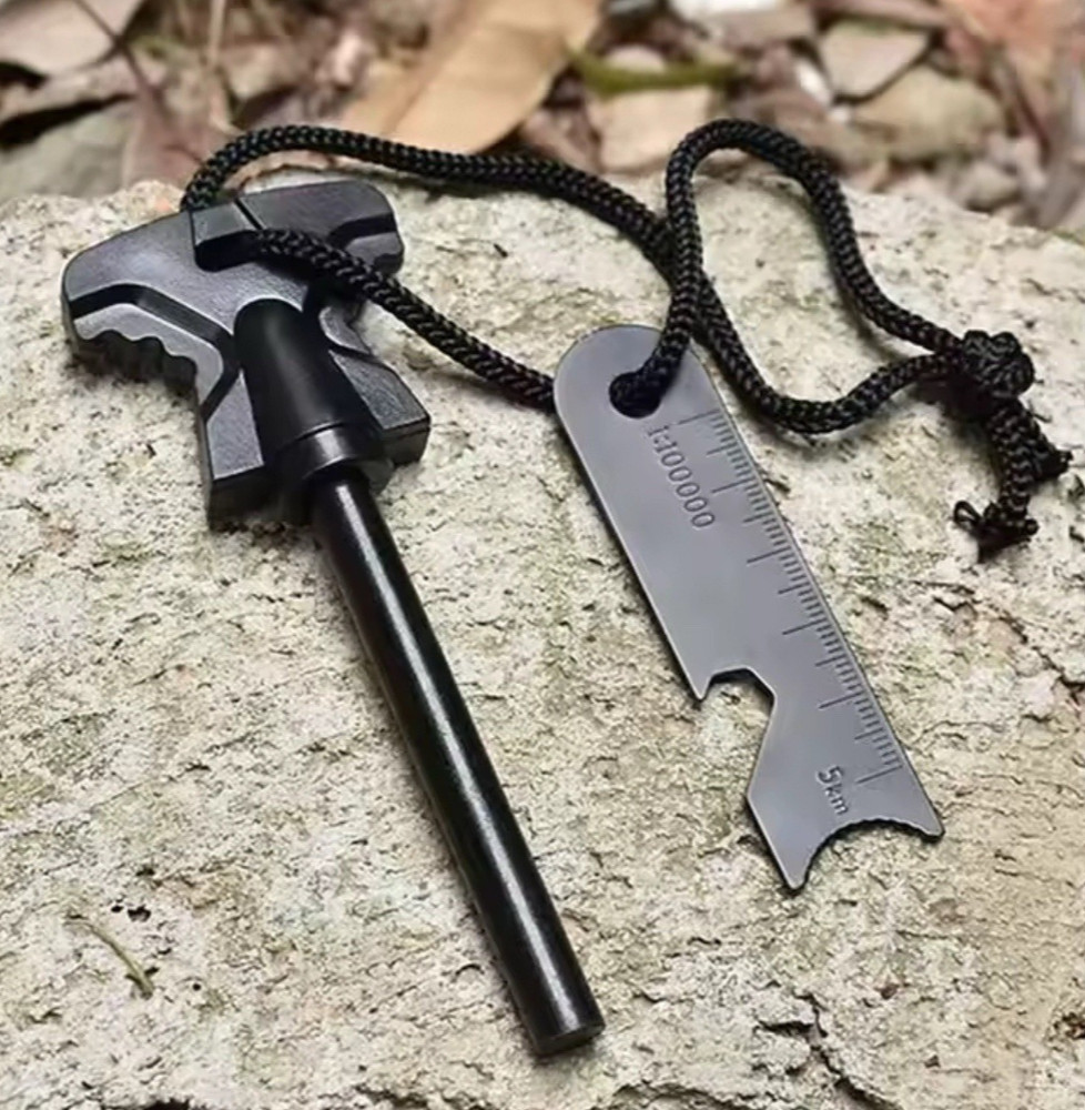 Fire Starter Flint Steel Striker Survival Kit Ferro Rod Camping Outdoor Tool