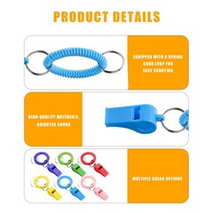 42 Pcs Sport Whistle with Bracelet, 6 Colors Loud Plastic Whistles with Stret…
