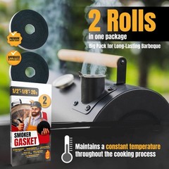 Xxl 20 Ft Grill Gasket For Smokers Black 1/2 X 1/8 Hi Temp Seal Smoker Gaske