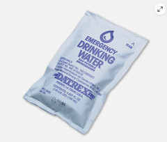Emergency Water Pouch for Disaster or Survival, 125 ml Each