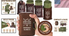 Toughest Emergency Blankets 4-Pack – Ultra-Light Thermal Mylar Survival Gear